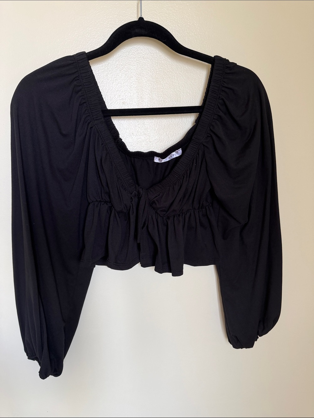 Black Women's Flowy tie front Crop blouse - super soft material
